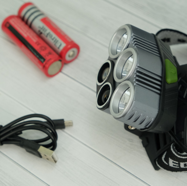 Налобный аккумуляторный фонарь Head Lamp 5 светодиодов (6 режимов работы, индикатор батареи)